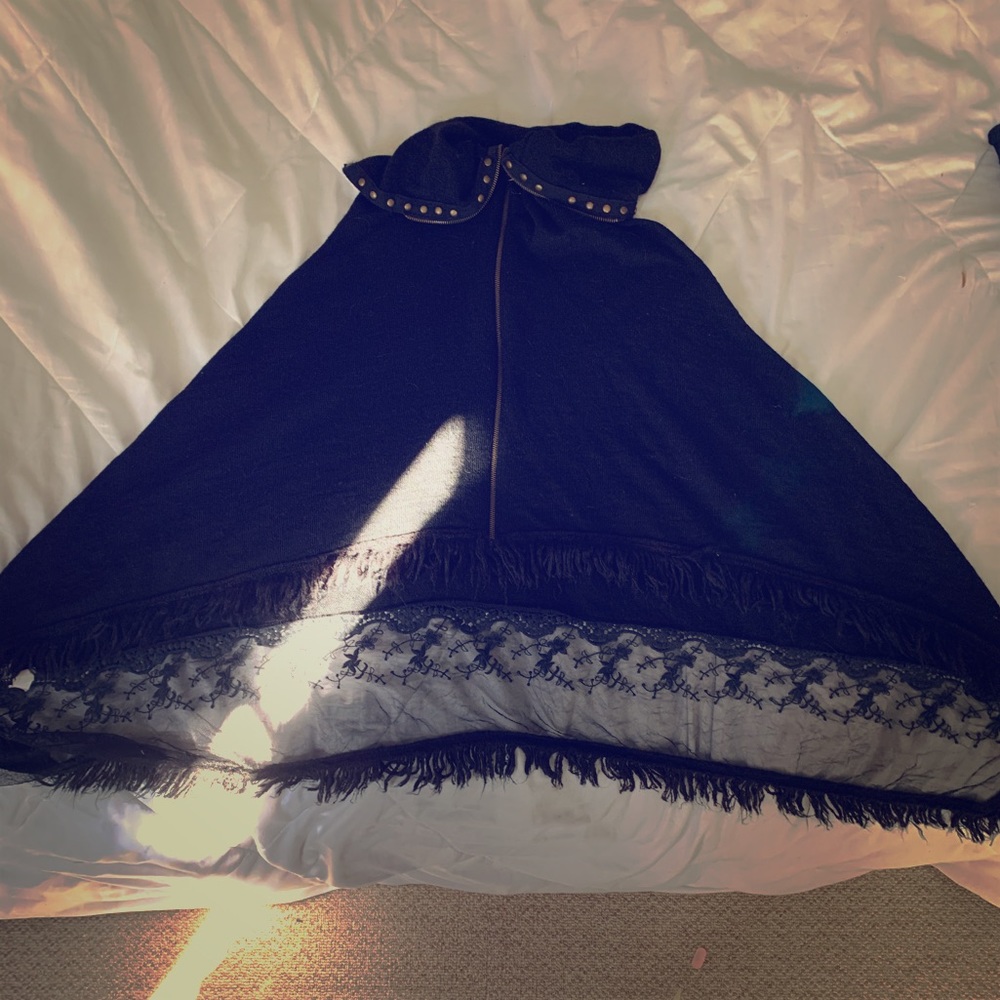 Wool lace poncho